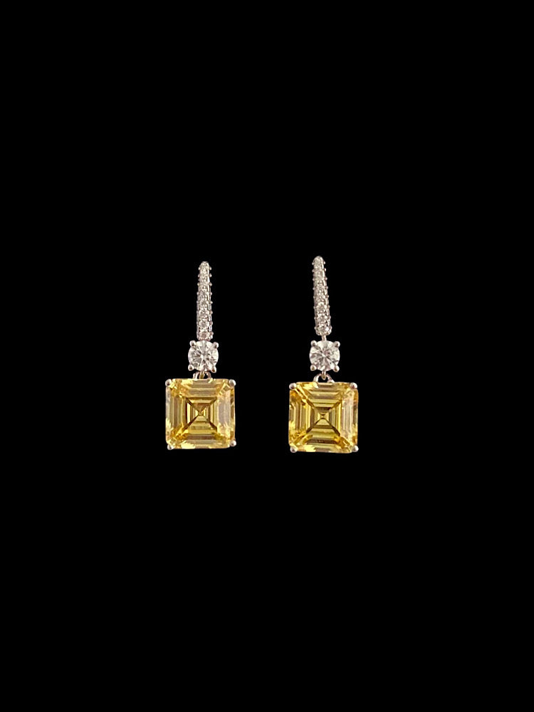 Yellow Stone Earrings Sterling Silver Earrings