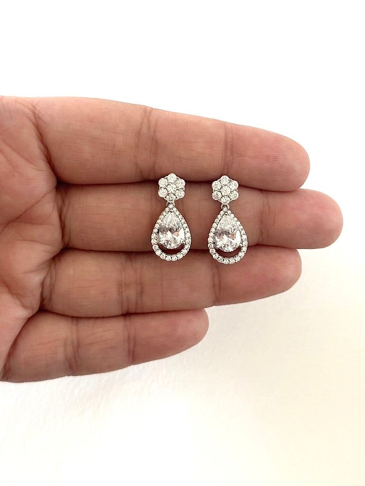 White Drop Earrings Sterling Silver Earrings