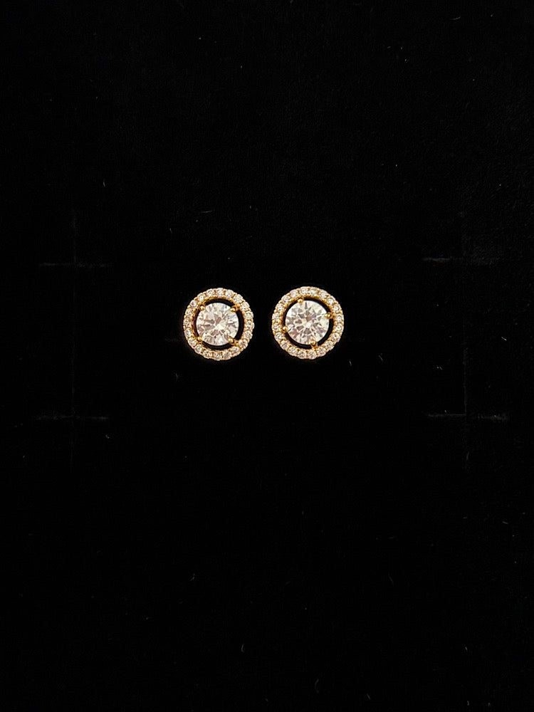 Gold Plated Sterling Silver Solitaire Studs With Screw Back