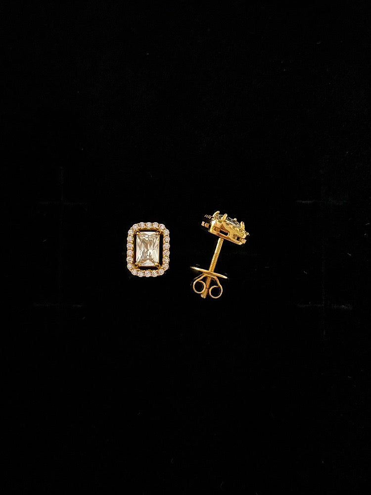 Gold Plated Sterling Silver Emerald Solitaire Studs With Screw Back