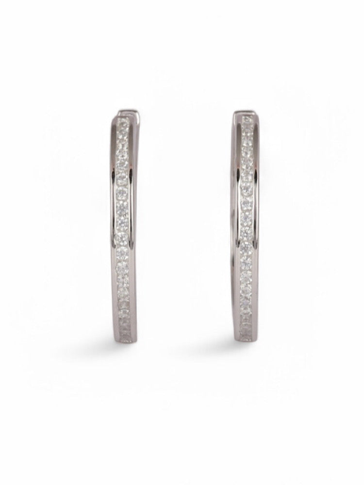 Round Studded Sterling Silver Hoops Earrings
