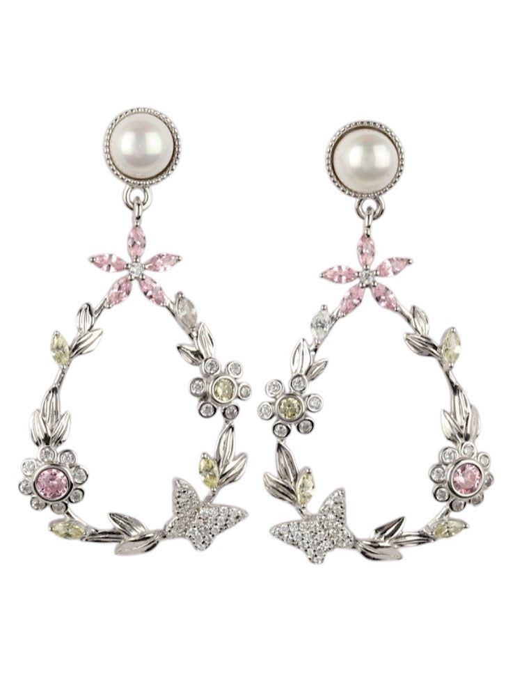 Silver Floral Dangler Earring
