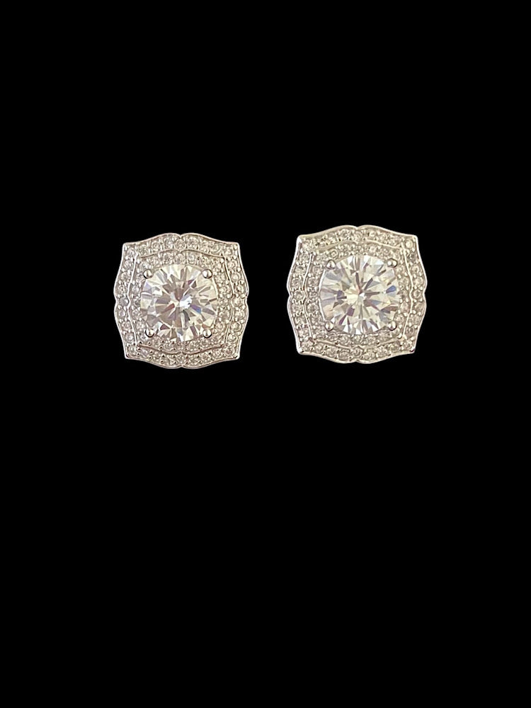 Solitaire Design Sterling Silver Studs