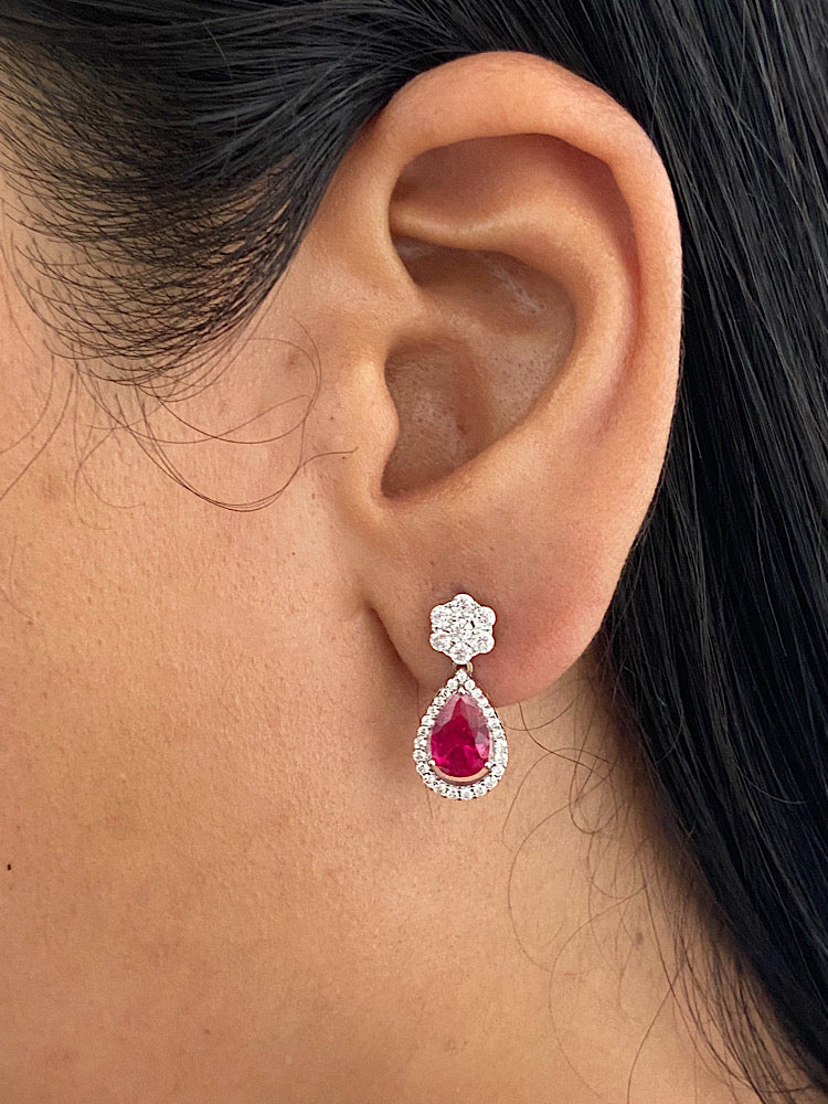 Red Drop Earrings Sterling Silver Earrings