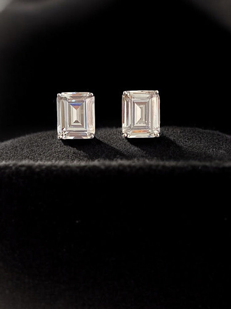 White Emerald Stone Sterling Silver Studs Earrings