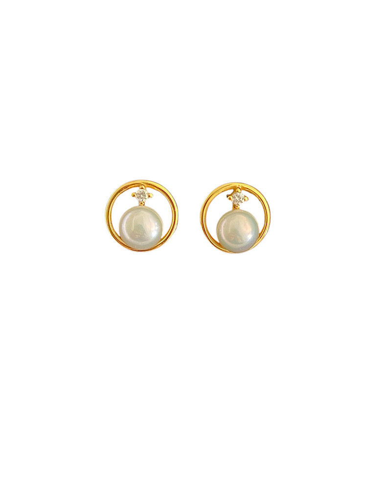 Gold Plated Pearl Sterling Silver Earrings