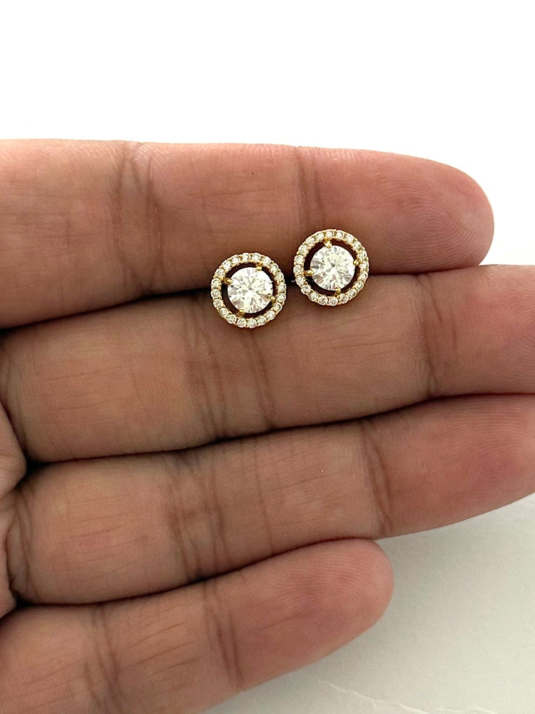 Gold Plated Sterling Silver Solitaire Studs With Screw Back