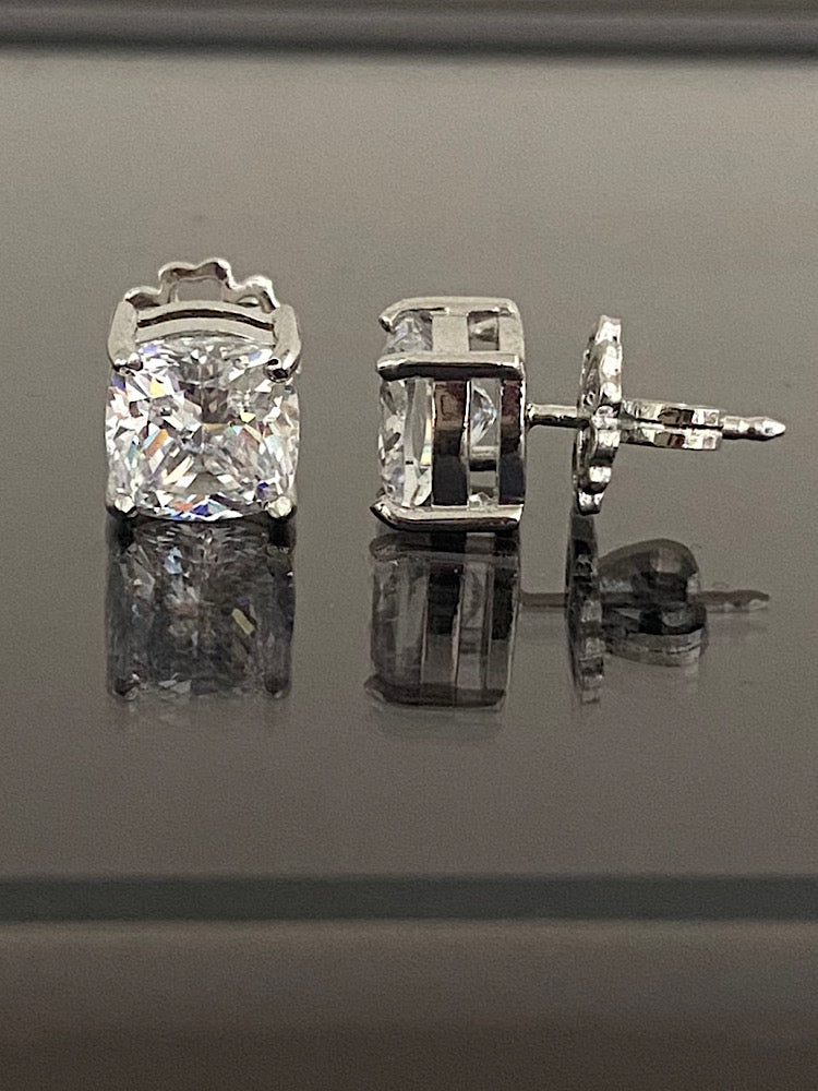 2ct Solitaire Sterling Silver Studs