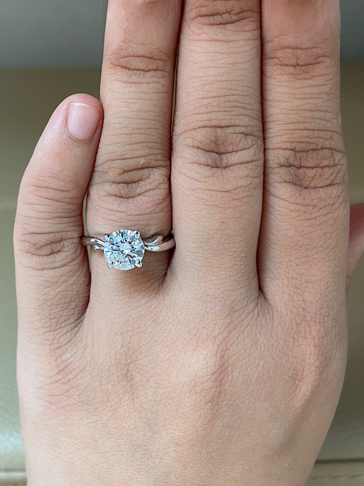 Round Solitaire Ring Sterling Silver