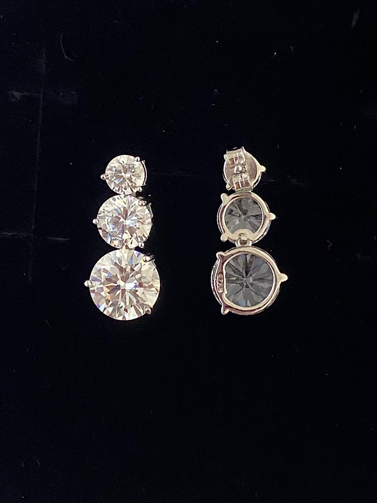 (Copy) Sterling Silver Drop Solitaire Earrings With Screw Back