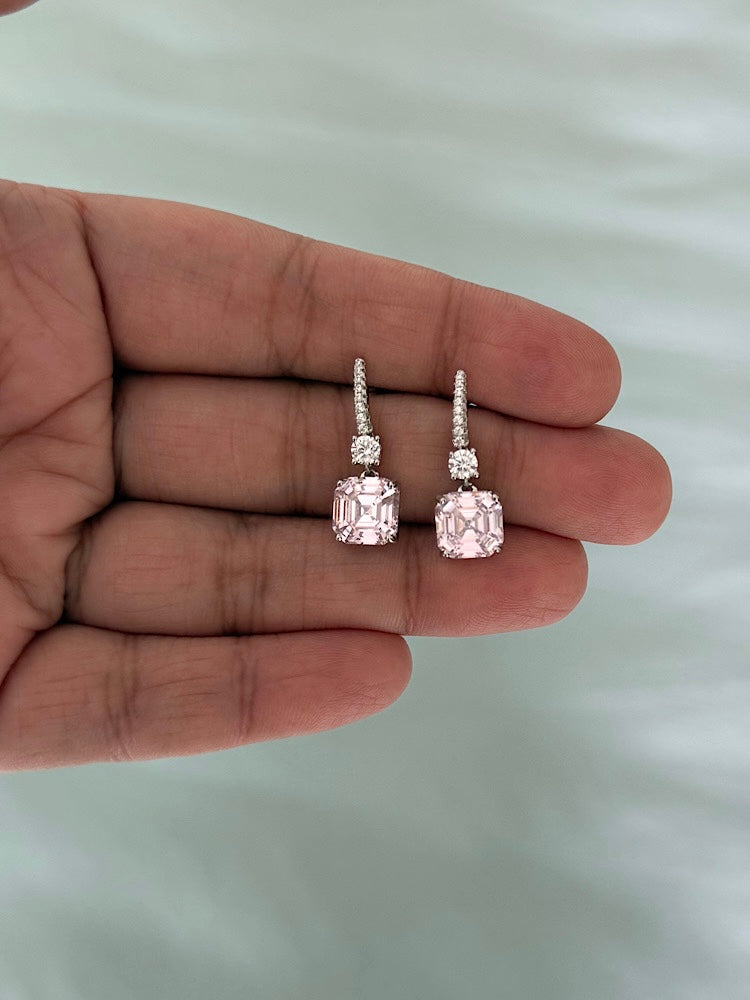 Light Pink Stone Earrings Sterling Silver Earrings