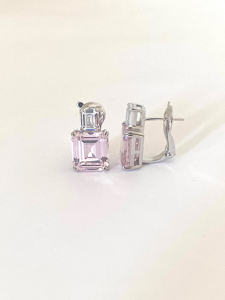 Light Pink Clip Studs Sterling Silver Earrings