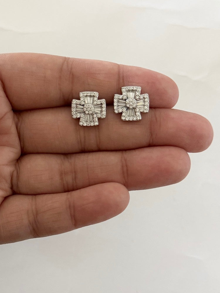 Clover Design Sterling Silver Studs