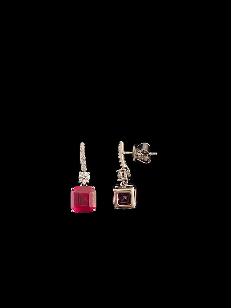 Red Stone Earrings Sterling Silver Earrings