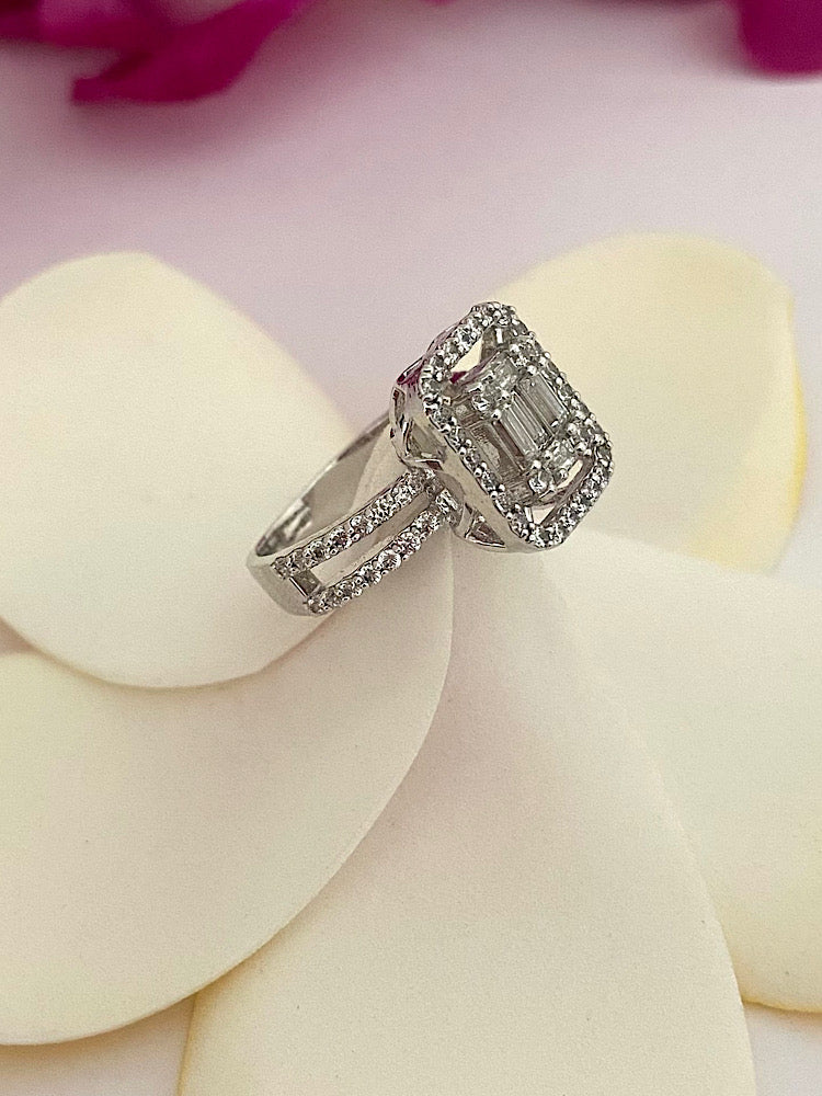 Designer Emerald Silver Ring