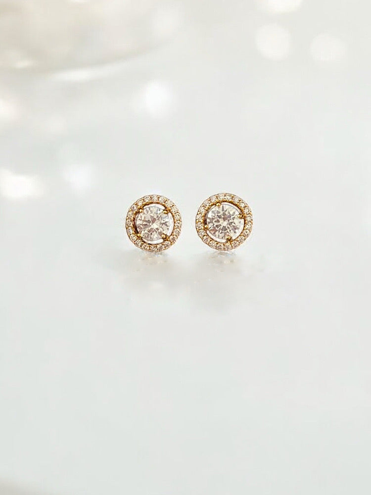 Gold Plated Sterling Silver Solitaire Studs With Screw Back