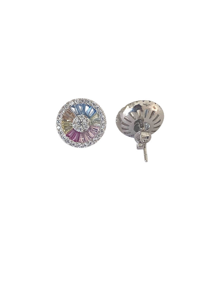 Multi Colour Sterling Silver Studs Earrings