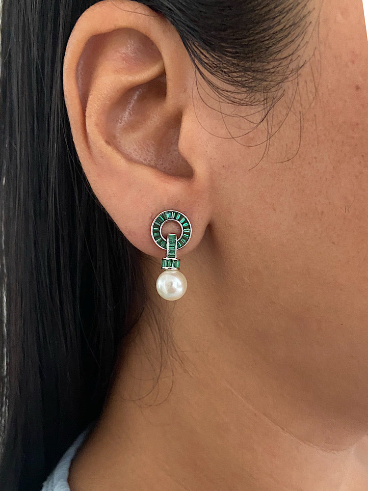 Green Pearl Earrings Sterling Silver Earrings