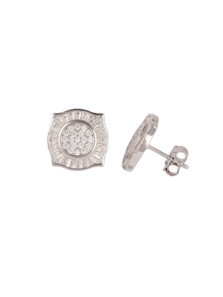 Silver White Studs Earrings