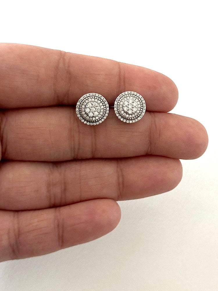 Round Design Silver Solitaire Studs