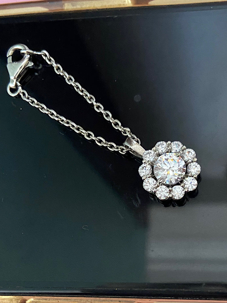 Floral Solitaire Silver Watch Charm