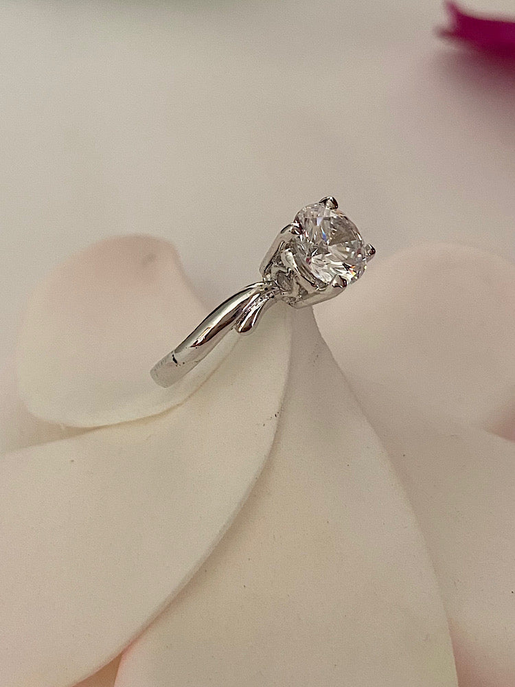 Round Solitaire Ring Sterling Silver