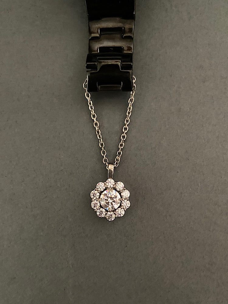 Floral Solitaire Silver Watch Charm