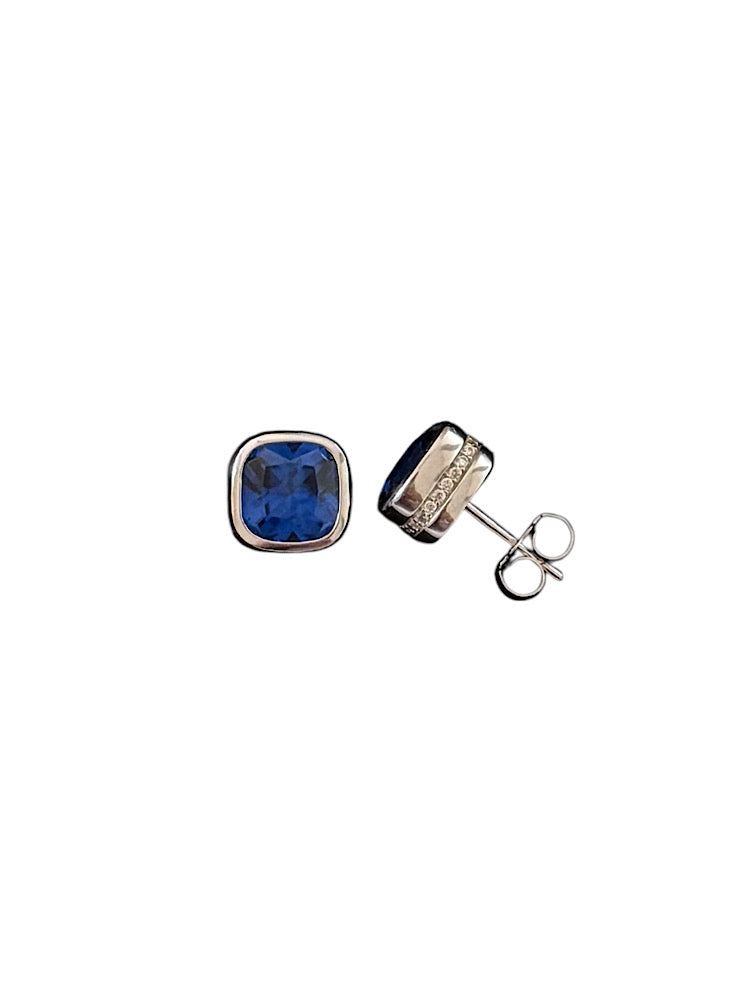Blue Studs Sterling Silver Earrings