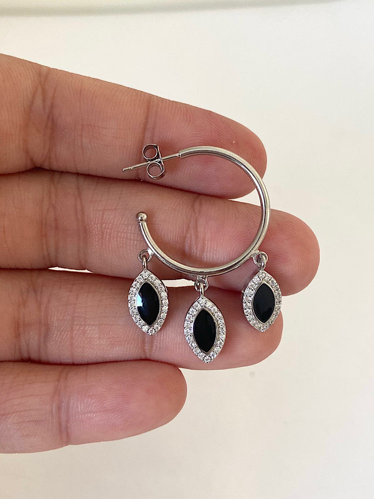 Black Dangler Sterling Silver Earring