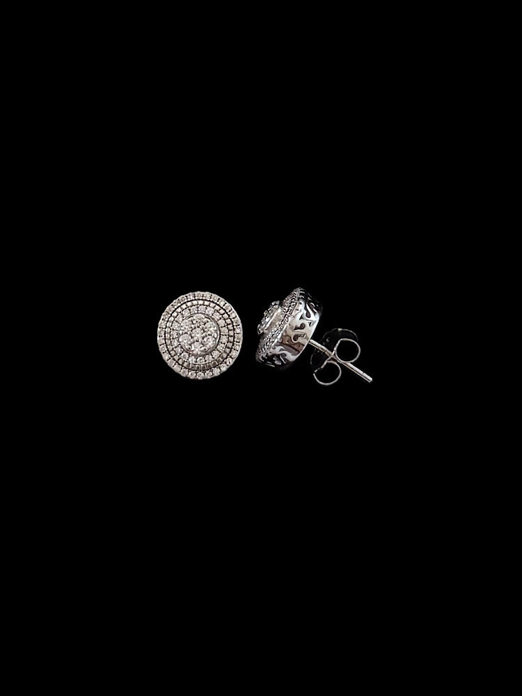 Round Design Silver Solitaire Studs