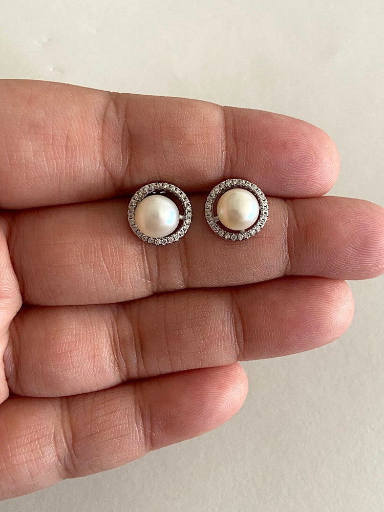Round Floral Sterling Silver Earrings