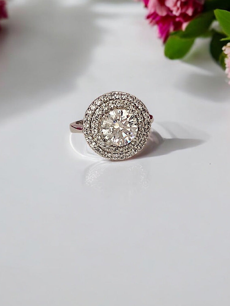 Silver Round Solitaire Designer Ring