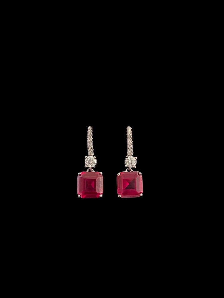 Red Stone Earrings Sterling Silver Earrings