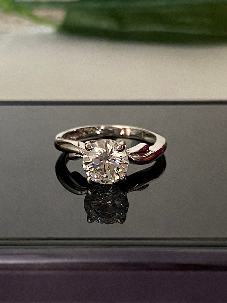 Round Solitaire Ring Sterling Silver