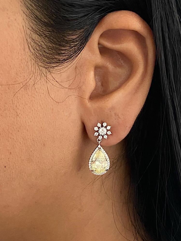 Yellow Drop Sterling Silver Earrings