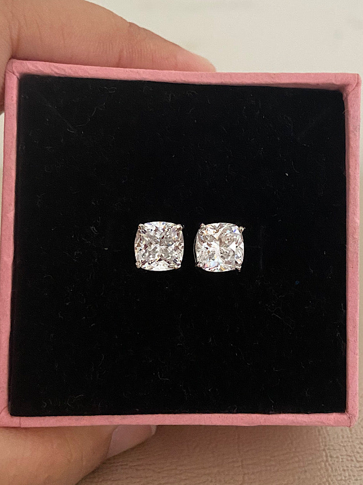 2ct Solitaire Sterling Silver Studs