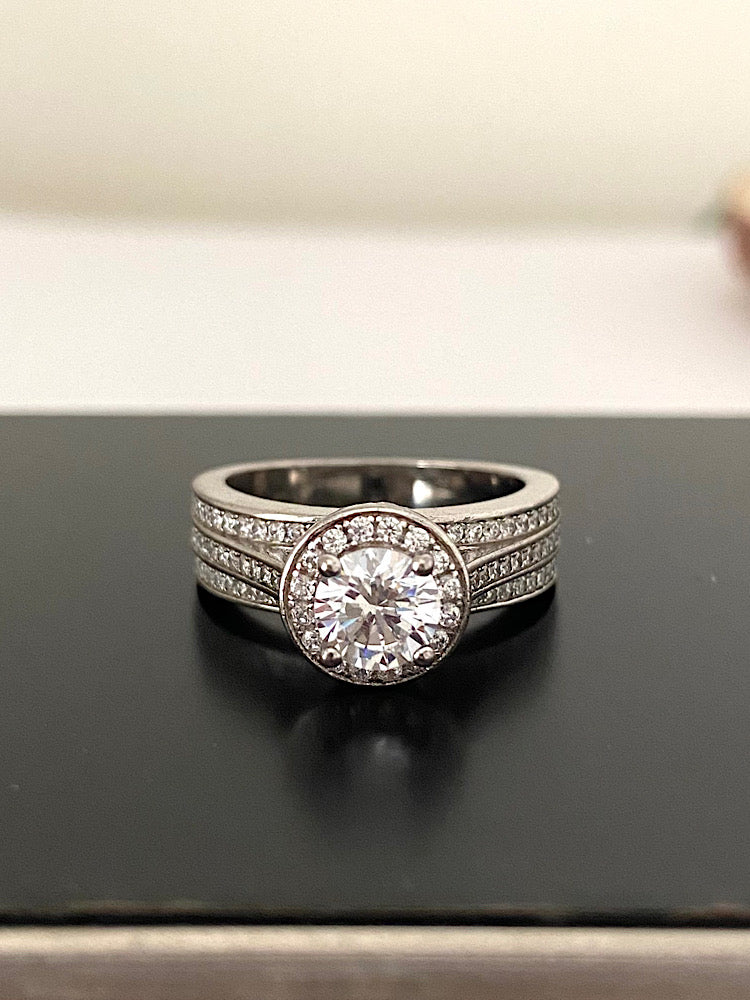 Silver High-Mounted Solitaire Ring