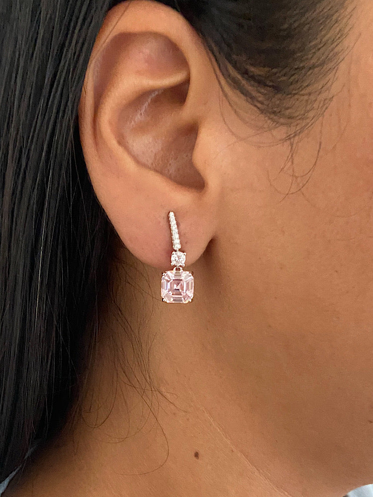 Light Pink Stone Earrings Sterling Silver Earrings