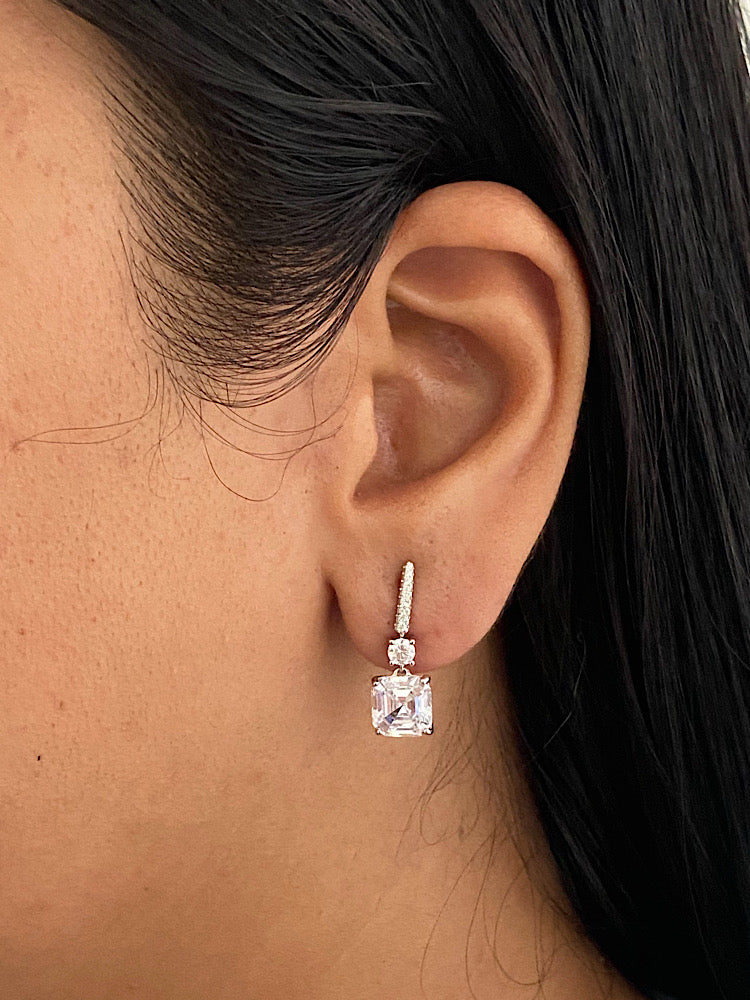 White Stone Earrings Sterling Silver Earrings