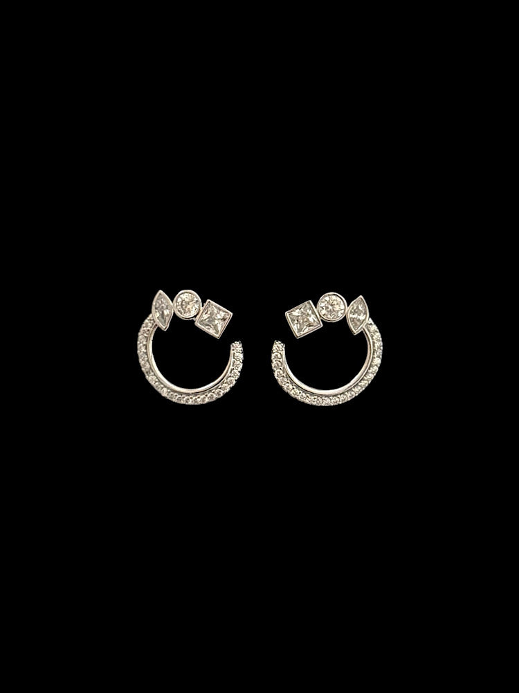 Semi Design Sterling Silver Studs