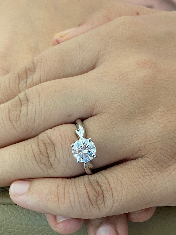 Round Solitaire Ring Sterling Silver