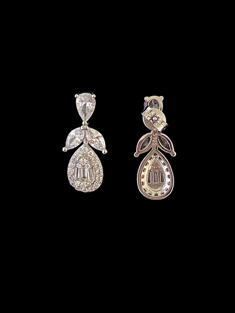 Sterling Silver Drop Solitaire Earrings