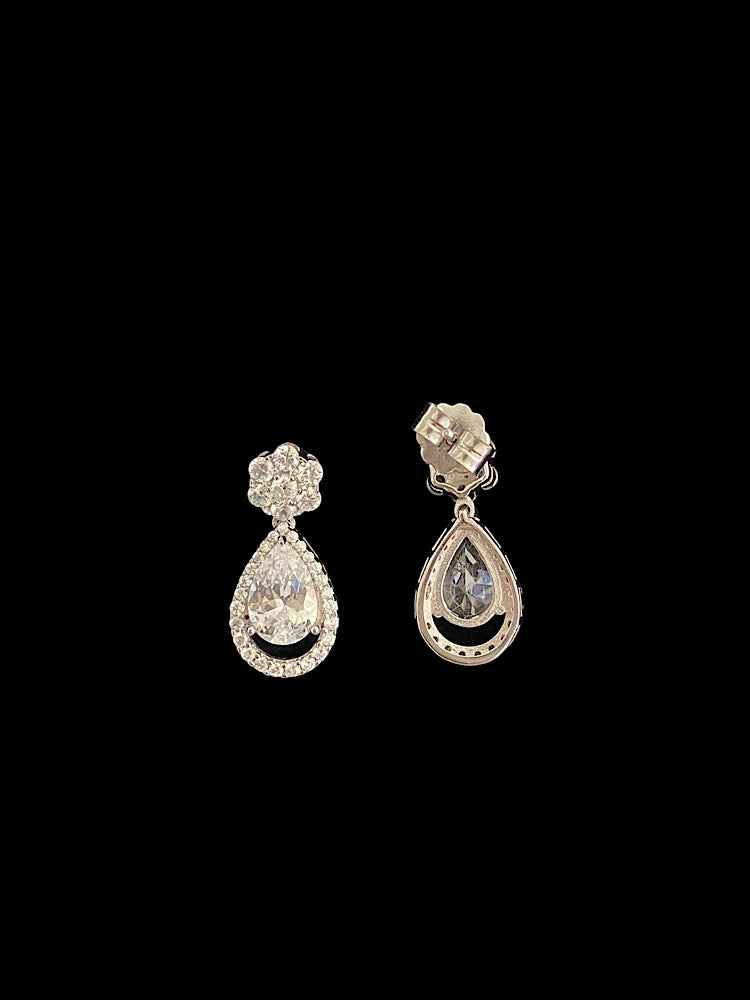 White Drop Earrings Sterling Silver Earrings