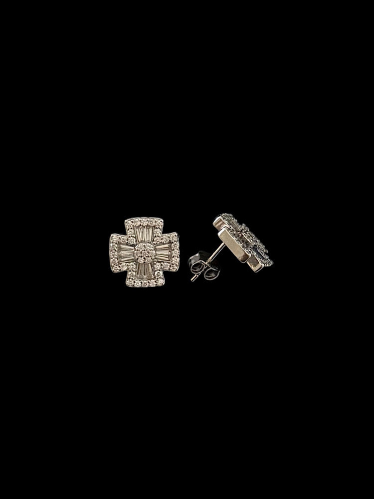 Clover Design Sterling Silver Studs