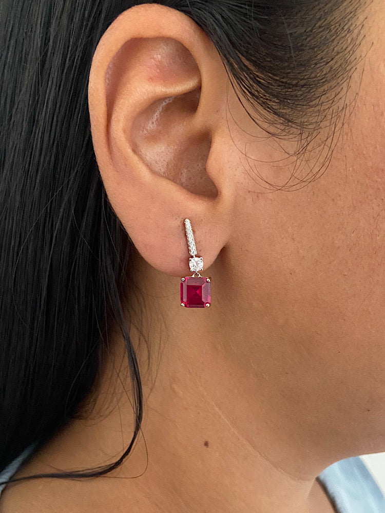 Red Stone Earrings Sterling Silver Earrings