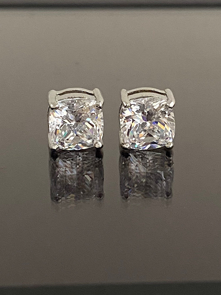 2ct Solitaire Sterling Silver Studs