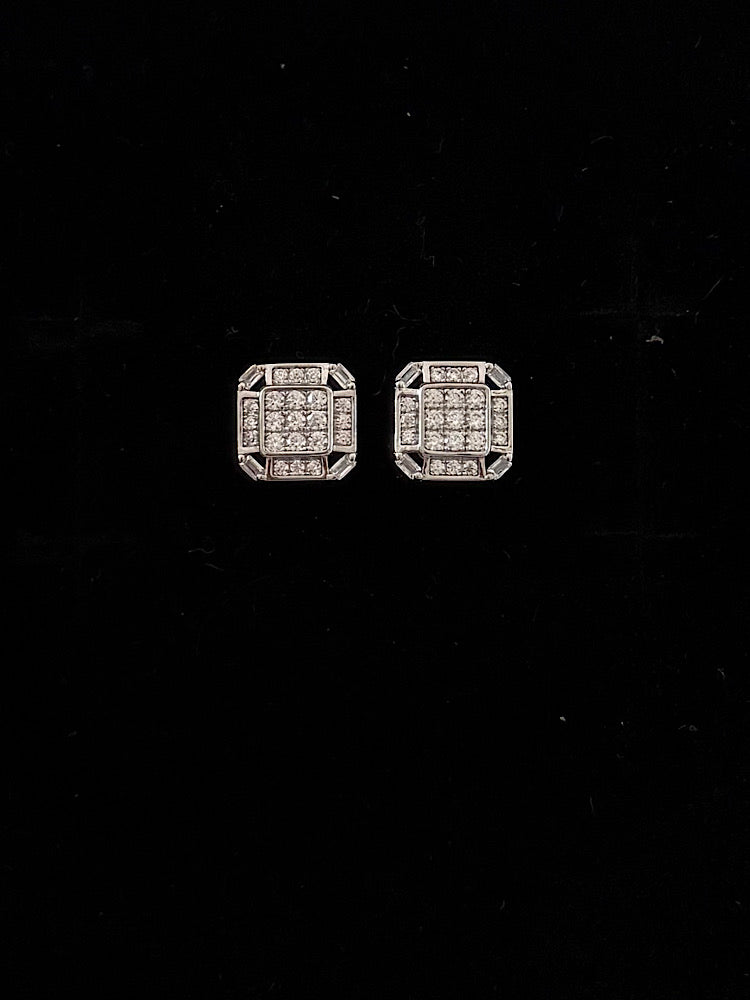 Silver Design Solitaire Studs