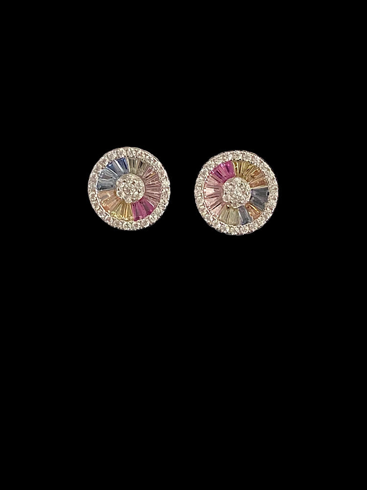 Multi Colour Sterling Silver Studs Earrings