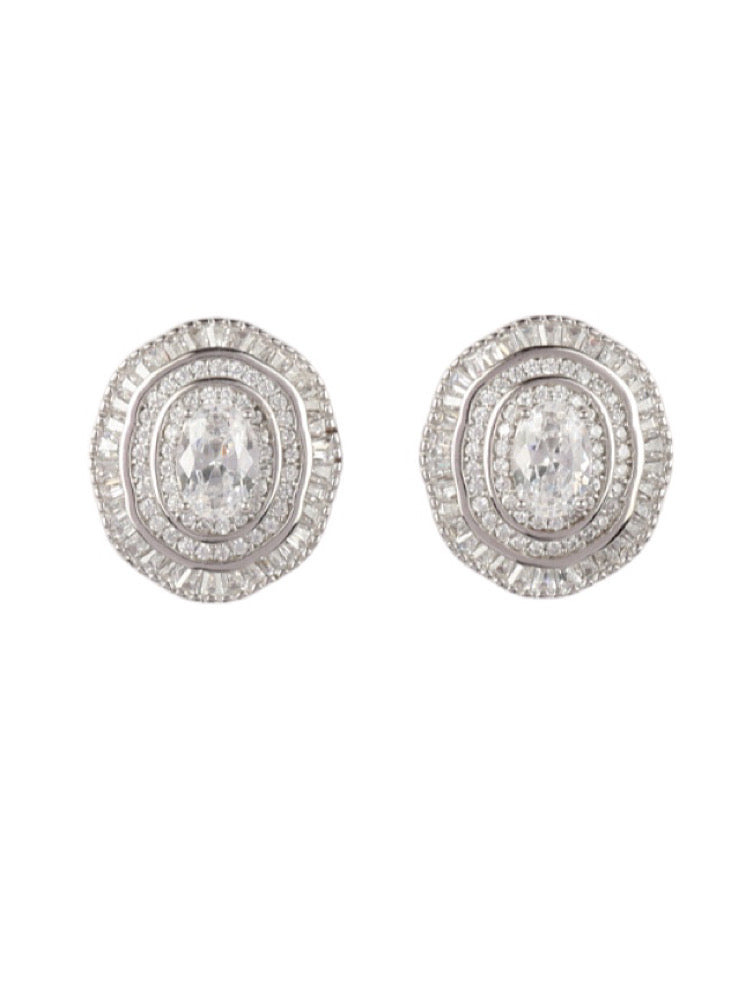 White Studs Silver Earring