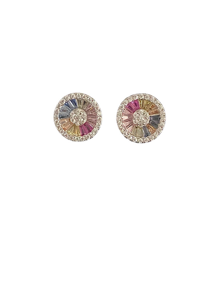 Multi Colour Sterling Silver Studs Earrings